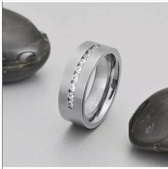 New Drawbench Design Titanium Steel Men's Ring. - Picture 3 of 6